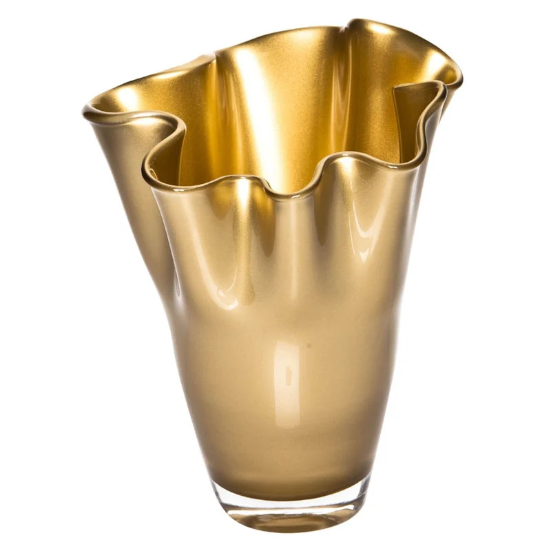 Signature Vase aus Glas metallic