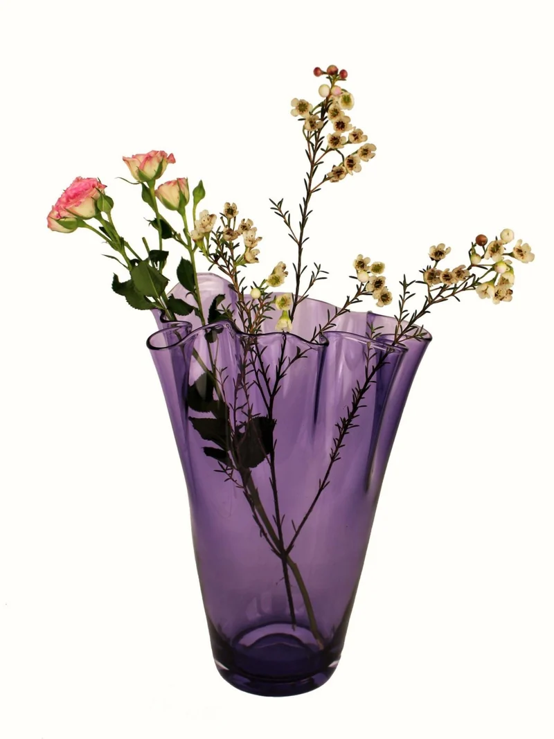 Signature Glasvase gewellt farbig
