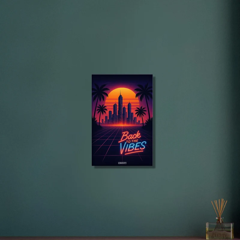 Synthwave City Skyline Retro Art