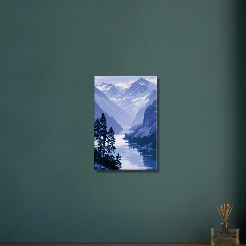 Blue Mountain Lake Landscape Oil Painting