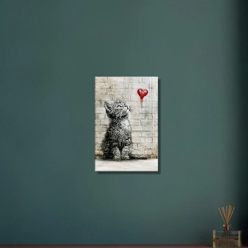 Cat and Red Heart Graffiti Street Art