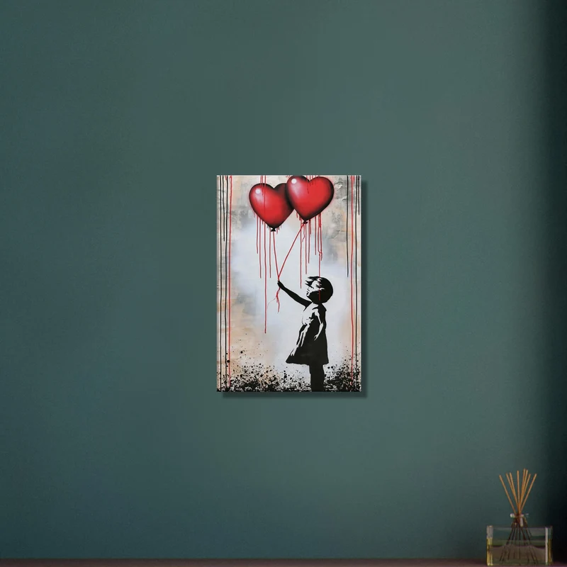 Girl with Two Hearts Graffiti Street Art