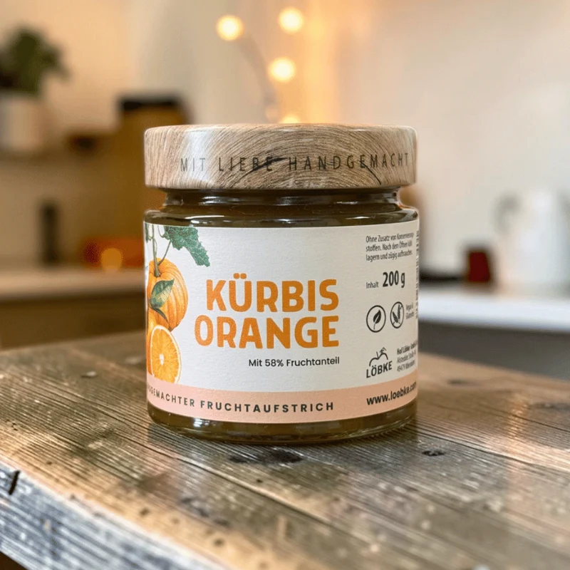 Handgemachter Kürbis-Orange Fruchtaufstrich mit Ingwer vom Hof