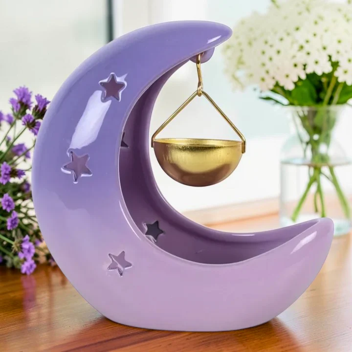 Halbmond Duftlampe mit Sternausschnitten