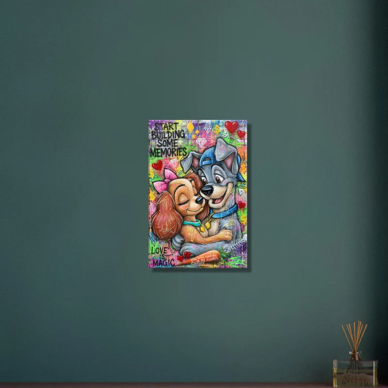 Cute Dogs 'Love Is Magic' Pop Art Painting