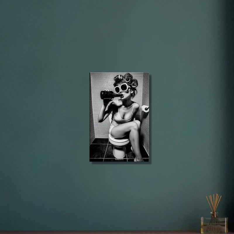 Woman Sitting on Toilet