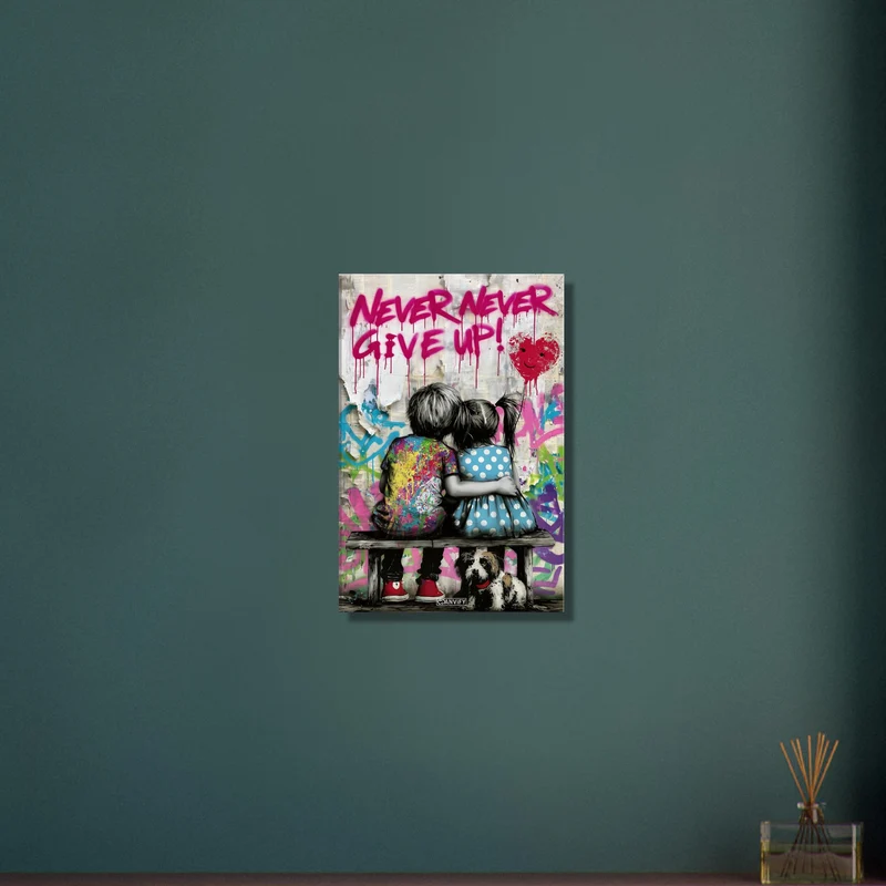 Young Kids 'Never Give Up' Pop Art Painting
