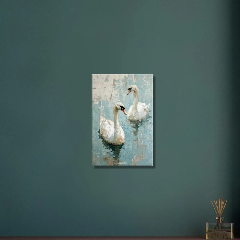 Two Swans on Water Oil Painting
