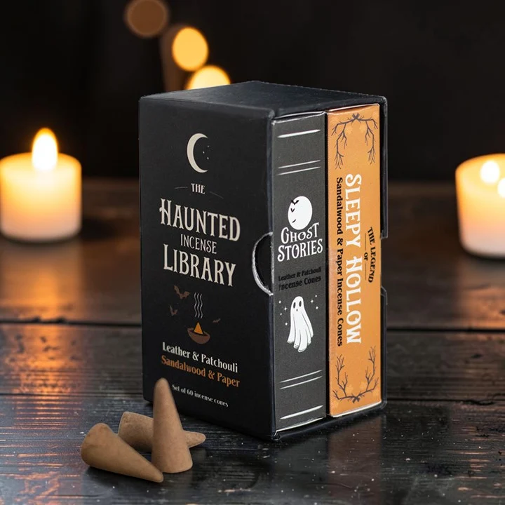 Halloween Räucherkegel-Set – 2 Düfte mit Leder, Papier & Sandelholz