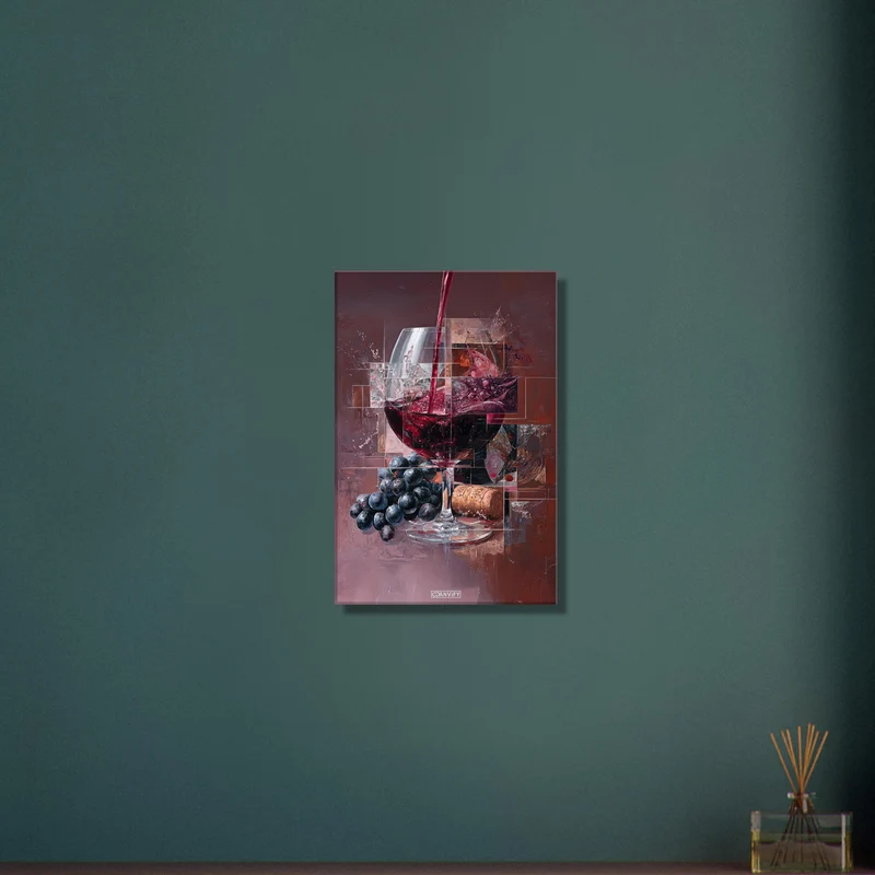 Red Wine Glass Abstract Oil Painting