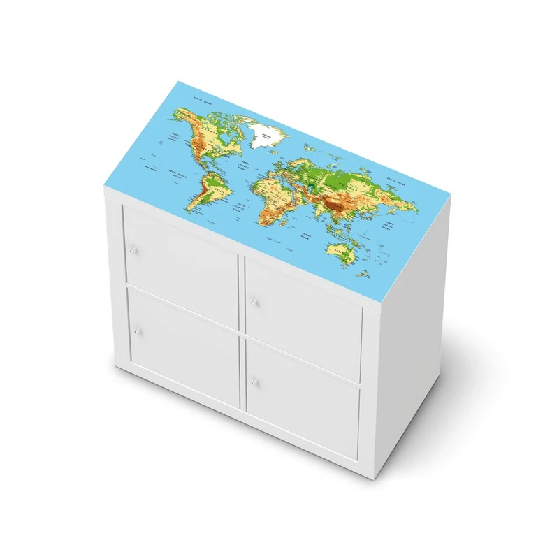 Möbelfolie IKEA Kallax Regal [oben] - Design: Geografische Weltkarte
