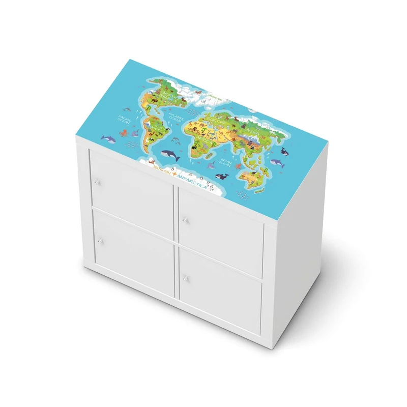 Möbelfolie IKEA Kallax Regal [oben] - Design: Kids Weltkarte