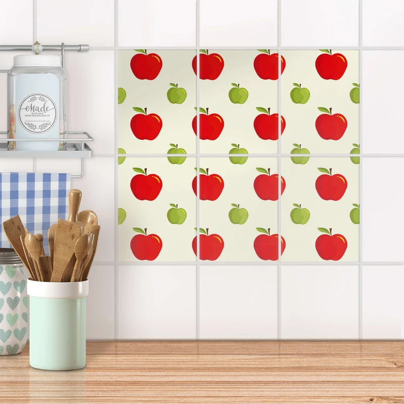 Fliesenaufkleber [hoch] für Küche & Bad - Design: An apple a day