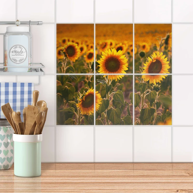 Fliesenaufkleber [hoch] für Küche & Bad - Design: Sunflowers