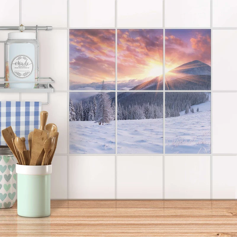 Fliesenaufkleber [hoch] für Küche & Bad - Design: Zauberhafte Winterlandschaft