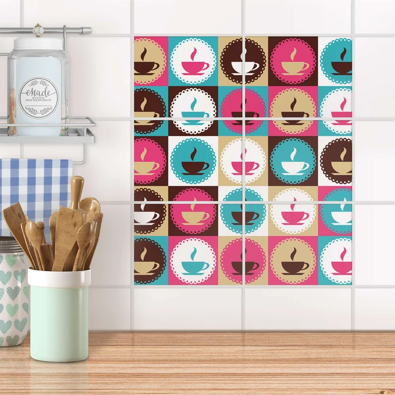 Fliesenfolie [quer] für Küche & Bad - Design: Coffee Cups