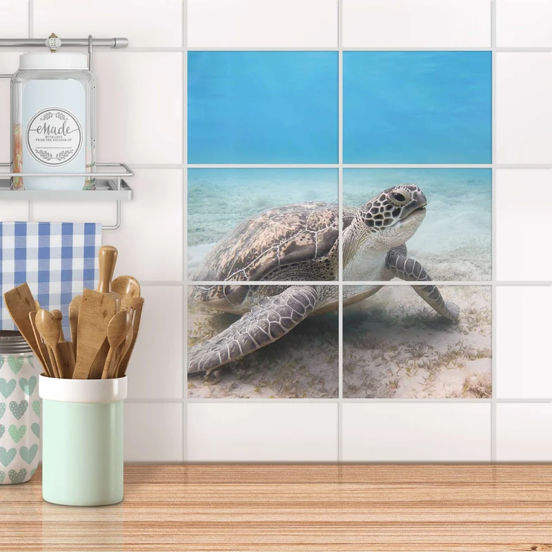 Fliesenfolie [quer] für Küche & Bad - Design: Green Sea Turtle