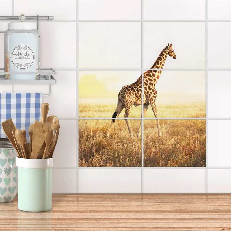 Fliesenfolie [quer] für Küche & Bad - Design: Savanna Giraffe
