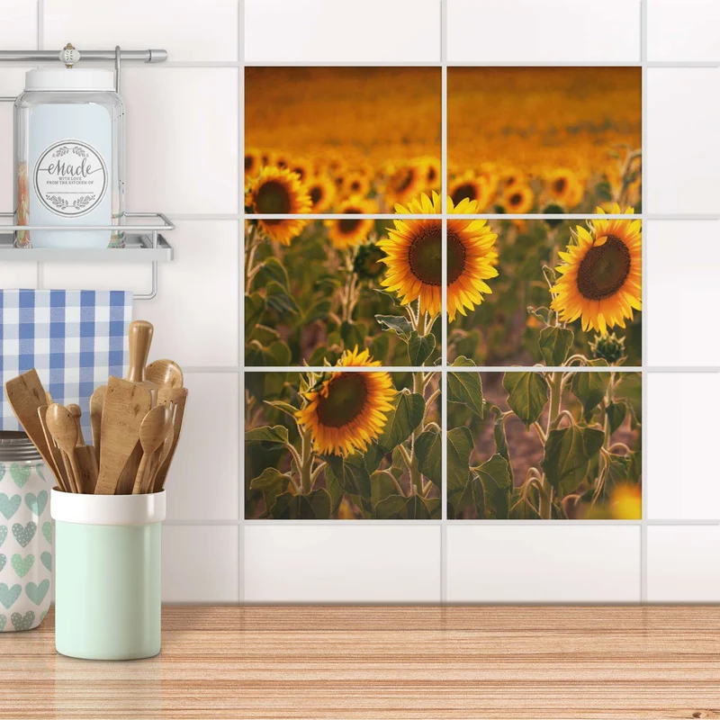 Fliesenfolie [quer] für Küche & Bad - Design: Sunflowers