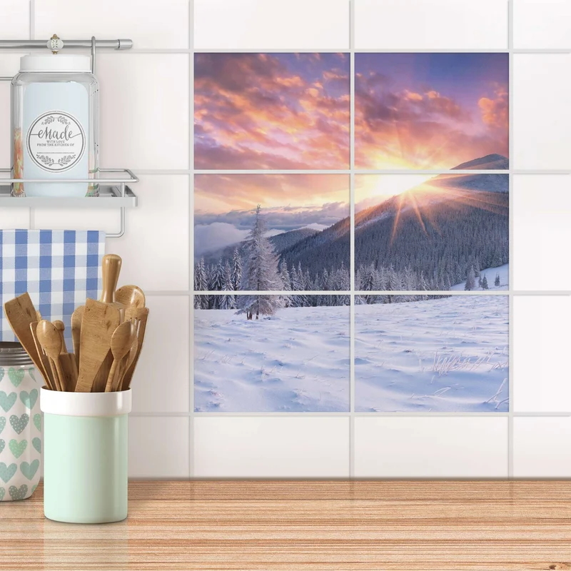 Fliesenfolie [quer] für Küche & Bad - Design: Zauberhafte Winterlandschaft