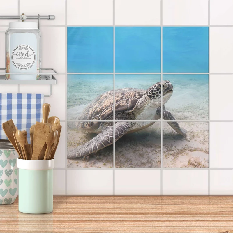 Klebefliesen für Küche & Bad - Design: Green Sea Turtle