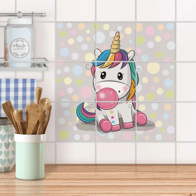Klebefliesen für Küche & Bad - Design: Rainbow das Einhorn
