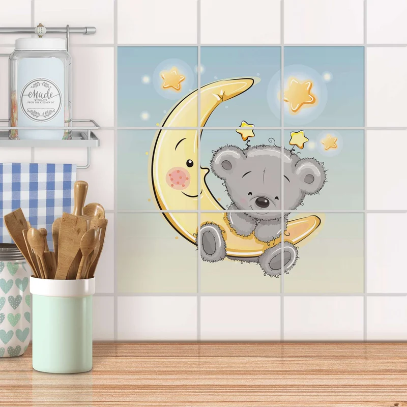 Klebefliesen für Küche & Bad - Design: Teddy und Mond