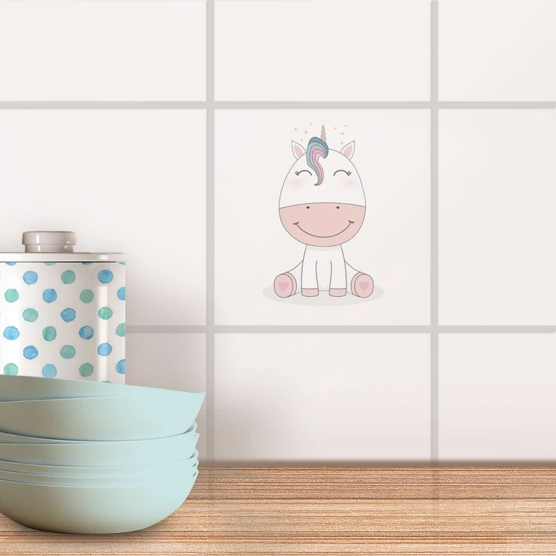 Fliesenaufkleber für Küche & Bad - Design: Baby Unicorn
