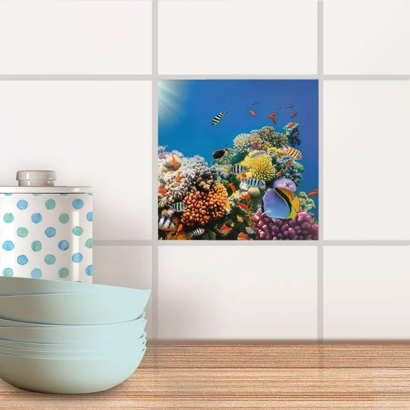 Fliesenaufkleber für Küche & Bad - Design: Coral Reef