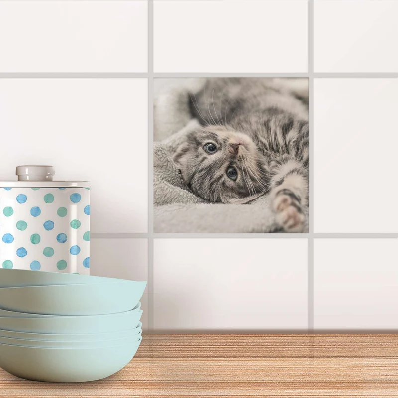 Fliesenaufkleber für Küche & Bad - Design: Kitty the Cat