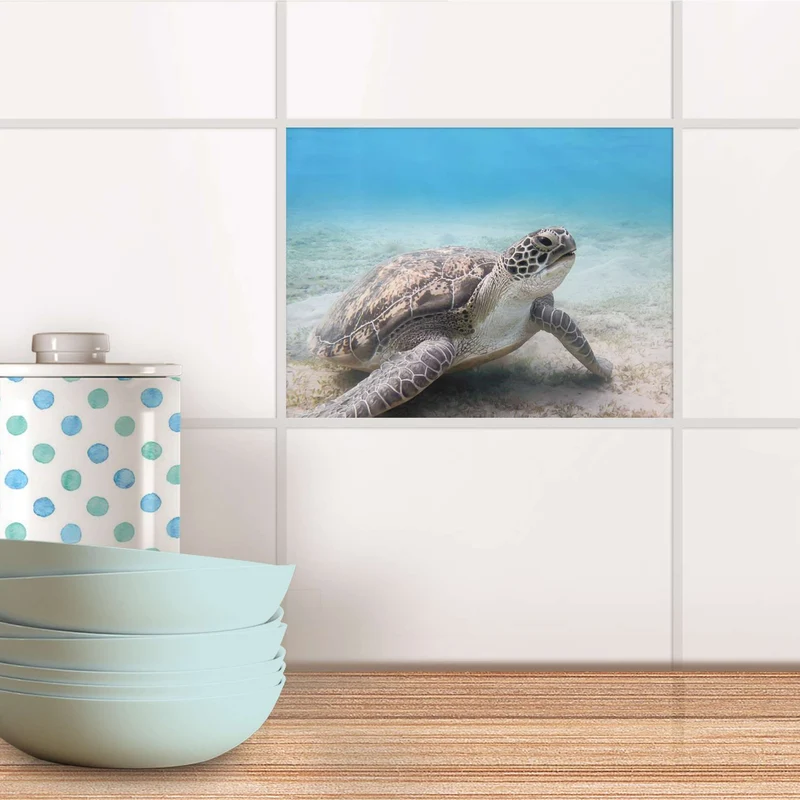 Fliesenfolie für Küche & Bad - Design: Green Sea Turtle
