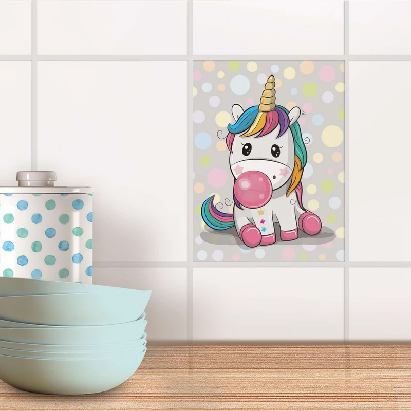 Fliesensticker für Küche & Bad - Design: Rainbow das Einhorn