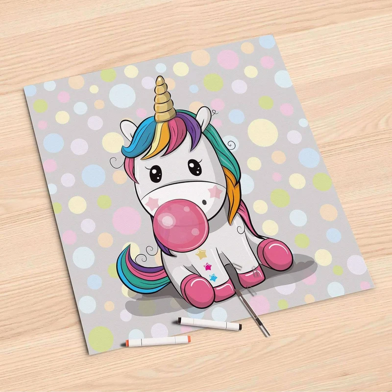 Folienbogen (60x60 cm) - Design: Rainbow das Einhorn