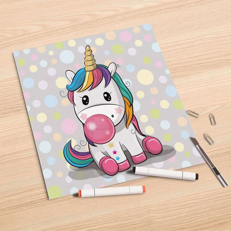 Folienbogen (30x30 cm) - Design: Rainbow das Einhorn