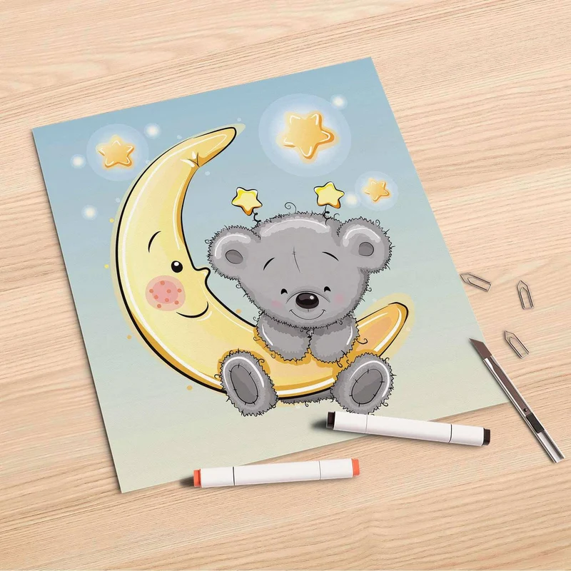Folienbogen (30x30 cm) - Design: Teddy und Mond