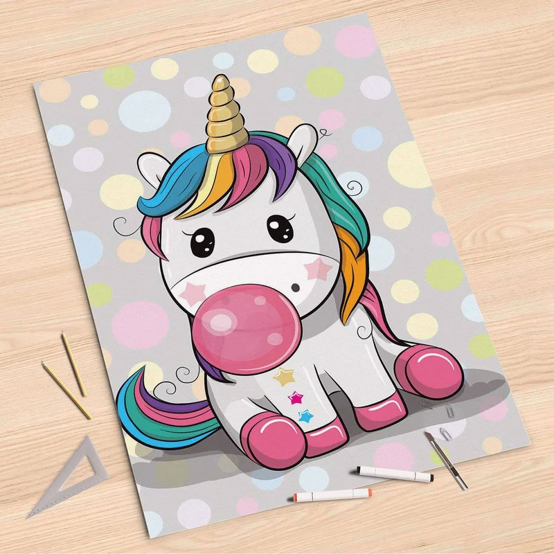 Folienbogen (80x120 cm) - Design: Rainbow das Einhorn