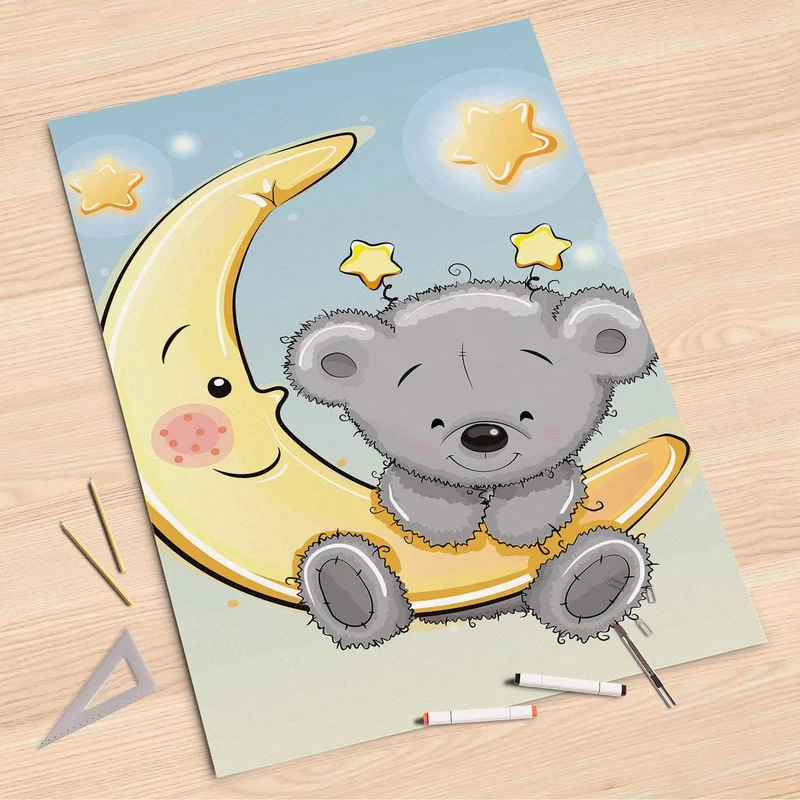 Folienbogen (80x120 cm) - Design: Teddy und Mond