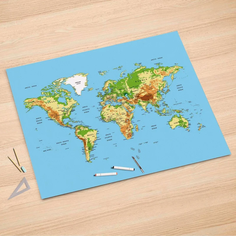 Folienbogen (150x100 cm) - Design: Geografische Weltkarte