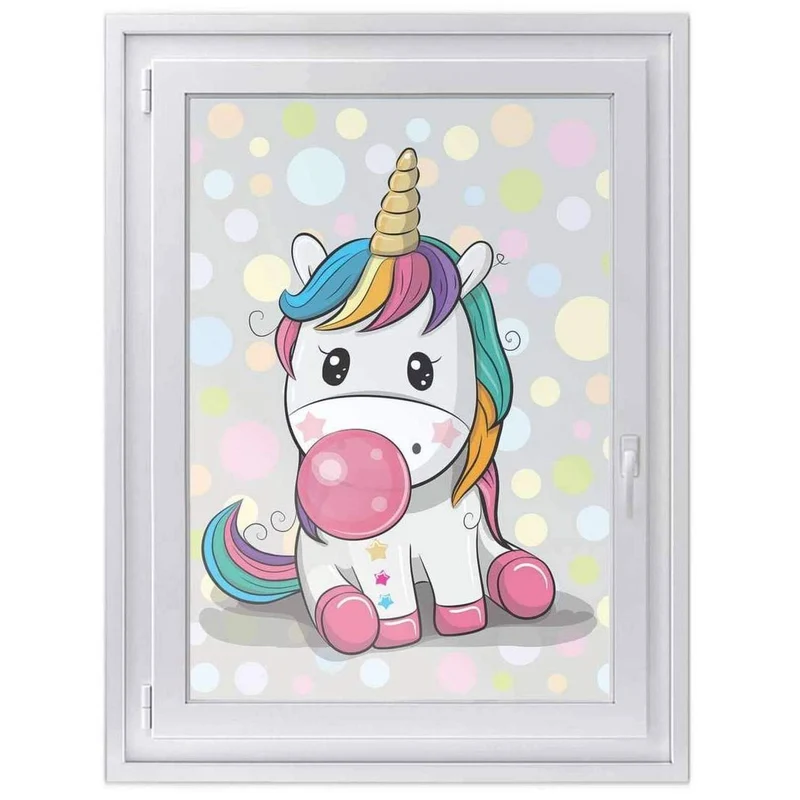 Fensterfolie [hoch] - Design: Rainbow das Einhorn