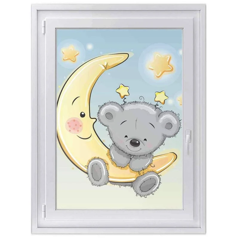 Fensterfolie [hoch] - Design: Teddy und Mond