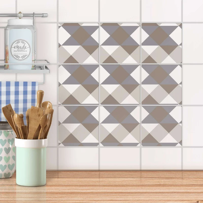 Klebefliesen für Küche & Bad - Design: Triangle Pattern - Grau