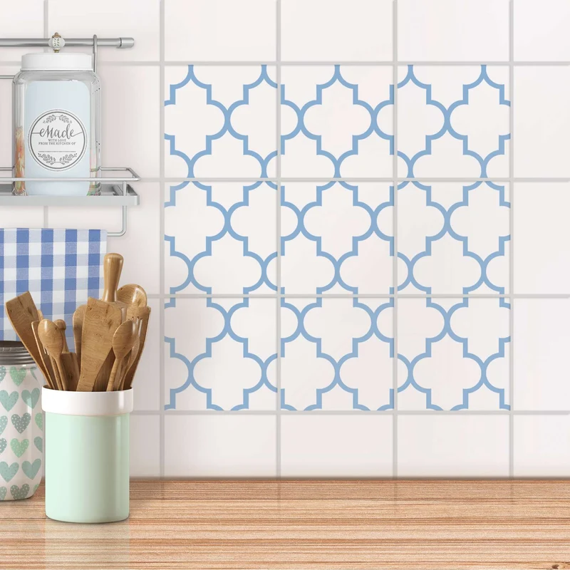 Klebefliesen für Küche & Bad - Design: Retro Pattern - Blau