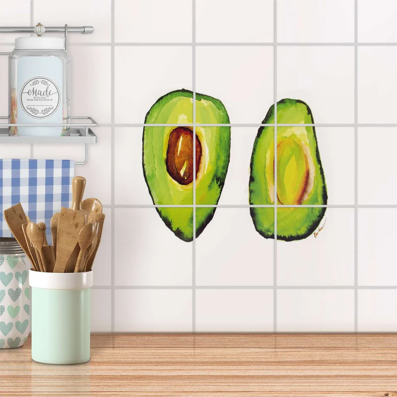 Klebefliesen für Küche & Bad - Design: Avocado halb und halb