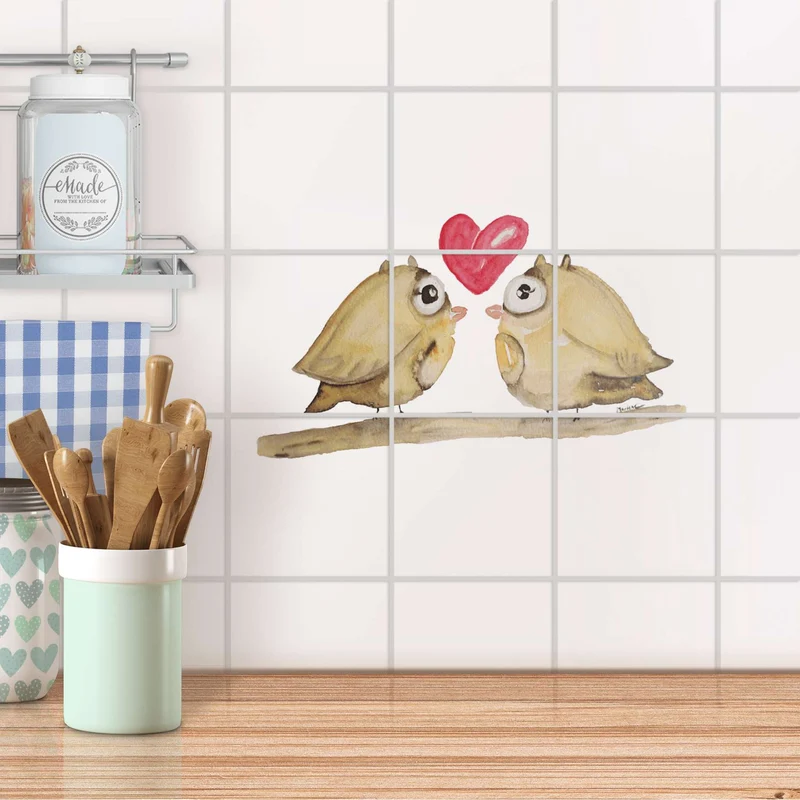 Klebefliesen für Küche & Bad - Design: 2 kleine Eulen