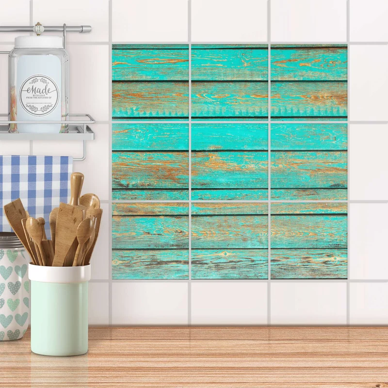 Klebefliesen für Küche & Bad - Design: Wooden Aqua