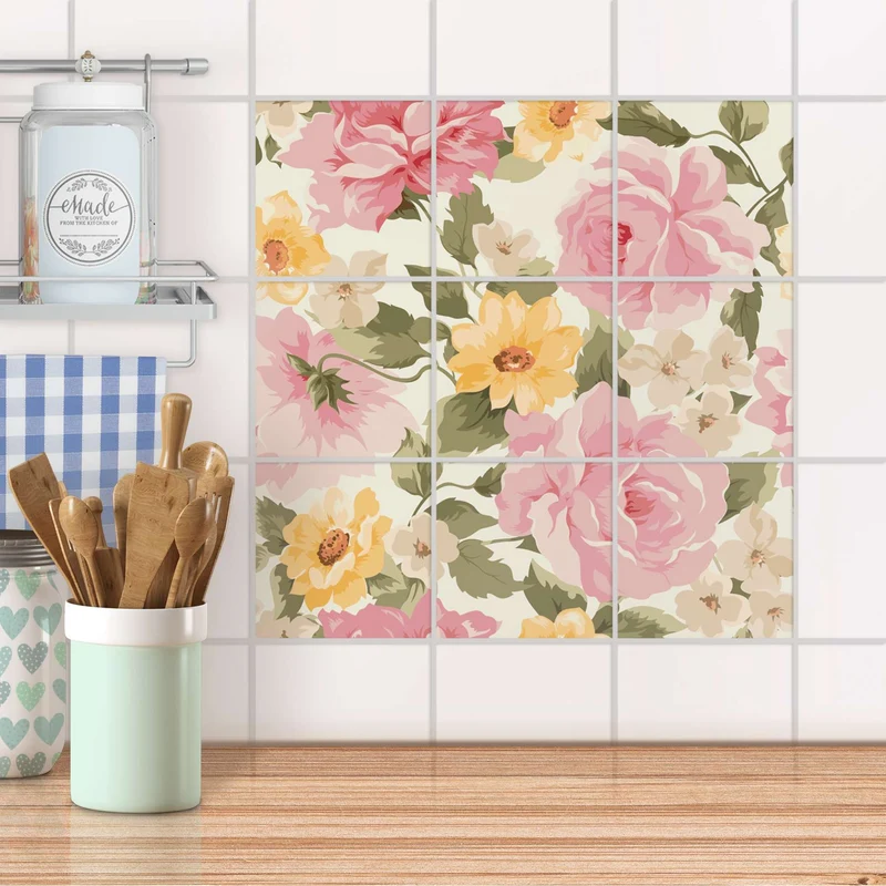 Klebefliesen für Küche & Bad - Design: Vintage Flowers