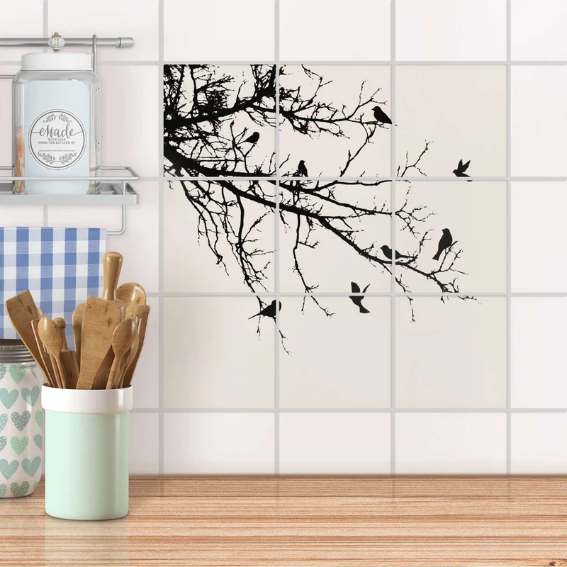 Klebefliesen für Küche & Bad - Design: Tree and Birds 1