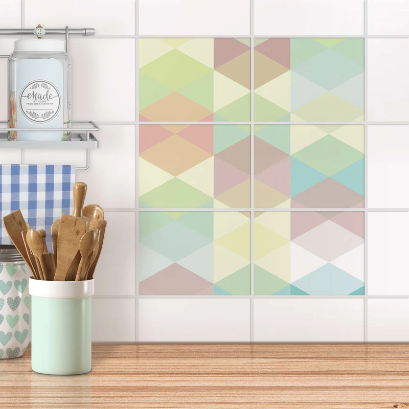 Fliesenfolie [quer] für Küche & Bad - Design: Melitta Pastell Geometrie
