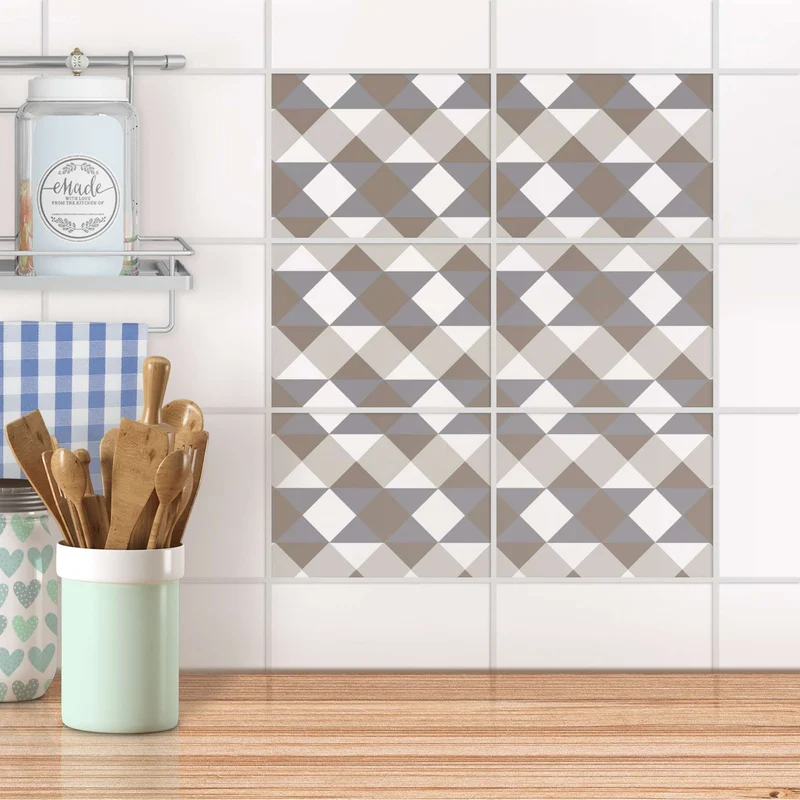 Fliesenfolie [quer] für Küche & Bad - Design: Triangle Pattern - Grau