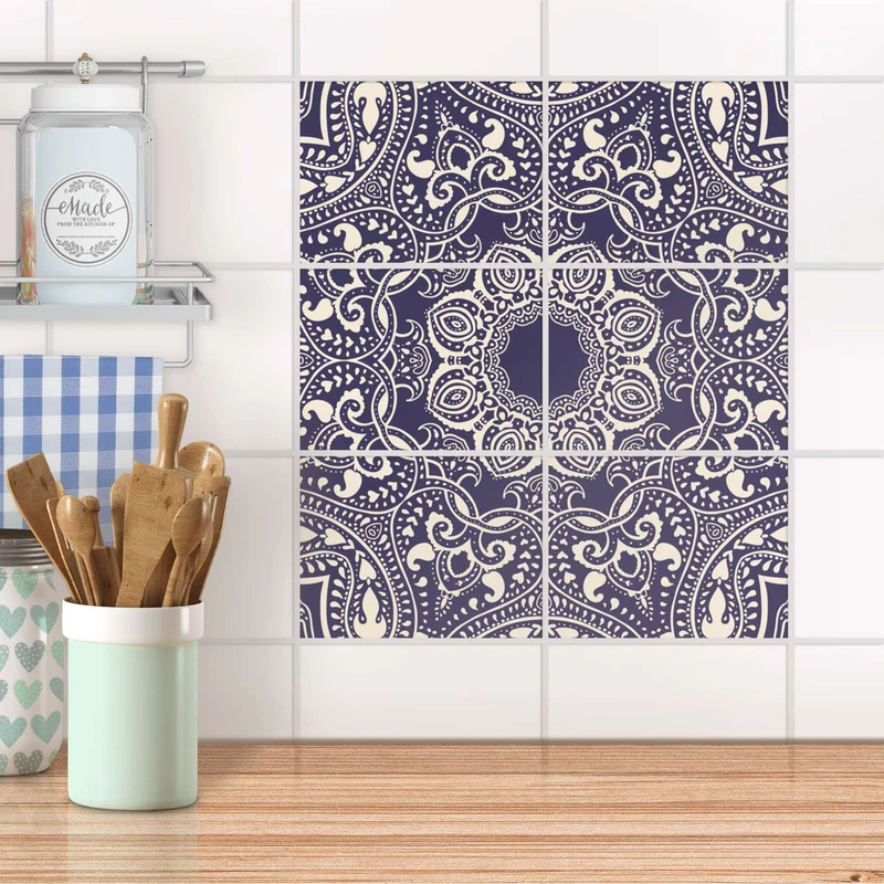 Fliesenfolie [quer] für Küche & Bad - Design: Blue Mandala